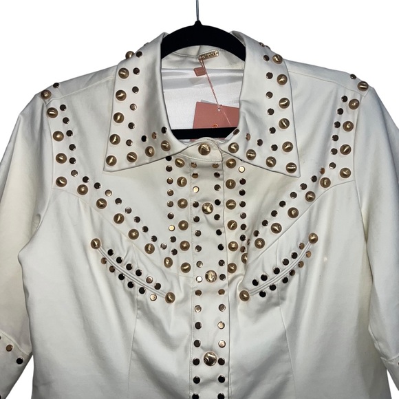 NEW NWT Cult Gaia Anika Studded Shirtdress Mini Dress Off White - Picture 4 of 12